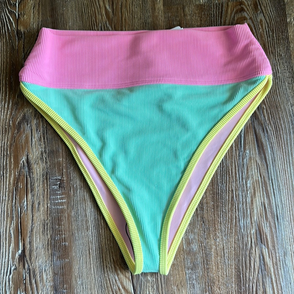Beach Riot bikini bottom Emmy mint pink size medium high waisted swimsuit